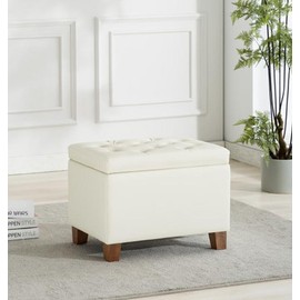 24" Tufted Storage Ottoman with Hinged Lid - Fabric: Gray