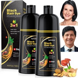 2 Pzs Negro Hair Dye Shampoo Tinte Instantneo Cubre Canas