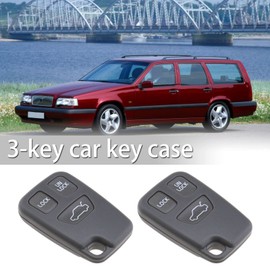 ECSiNG 2pcs 3-button Car Key Fob Case Replacement Housing Shell Smart Keyless Entry Remote Fob Case Shell Compatible with VOLVO 850 960 C70 S40 S60 S70 S80 S90 V40 V70 V90 XC70 XC9