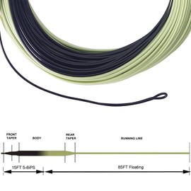 (5F/S, Black/mossgreen,ips5-6) - Aventik Sinking Tip Fly Line Sinking Tip (15') with Rest (85') Floating and Sinking Head (30') with Sinking Running Line (60') Weight Forward Tapered 3-4IPS / 5-6IPS with Welded Loop