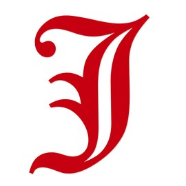 Applicable Pun Old English Letter J - Vinyl Decal for Outdoor Use on Cars, ATV, Boats, Windows and More - Red 11 Inches Tall