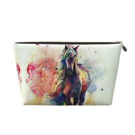 Watercolor Horse Travel Toiletry Bag for Women and Men, Water-Resistant Purse Zipper Makeup Cosmetic Pouch Bag Travel Organizer Wash Bag for Accessories,Toiletries