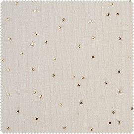Golden Dots Muslin Cotton Fabric Width 130 cm Cream Sold by the Metre