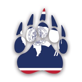 Darkside Ltd Wyoming State Bear Print Sticker Decal - Weatherproof - tracks hiking camping - 2" x 2.46"