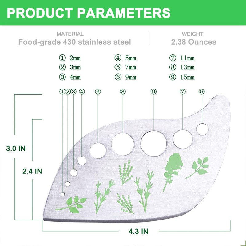 Herb Stripper Tool Leaf Stripper 9 Holes Herb Zip Tool