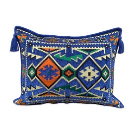 SPIRIT HOME INTERIORS Decorative Large Moroccan Pillow Case With Tassels - Bohemian Pillow Case Unstuffed (Anatolia Blue)
