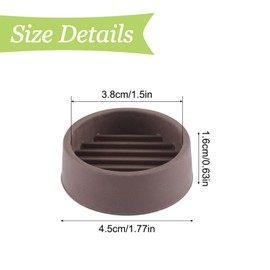 UFURMATE 1.5’’ 4 PCs Brown Round Non-Slip Furniture Pads, Noise Reduction Anti-Skid Anti-Abrasion Rubber Furniture Gripper Coasters for Beds Sofa Chairs Tables
