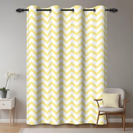 ggaimwf 53"x 69" Chevron Eyelet Curtain Yellow Stripes Geometric Arrow Lines Modern Blackout Insulated Thermal Grommet Window Drapes for Living Room Bedroom Dining Room Home Office,1 Single Panel