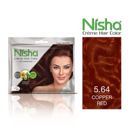 Nisha Cream Hair Color Rich Bright Long Lasting Hair Colouring For Ultra Soft Deep Shine 100% Grey Coverage Conditioning With Natural Herbs Copper Red (Pack of 6)