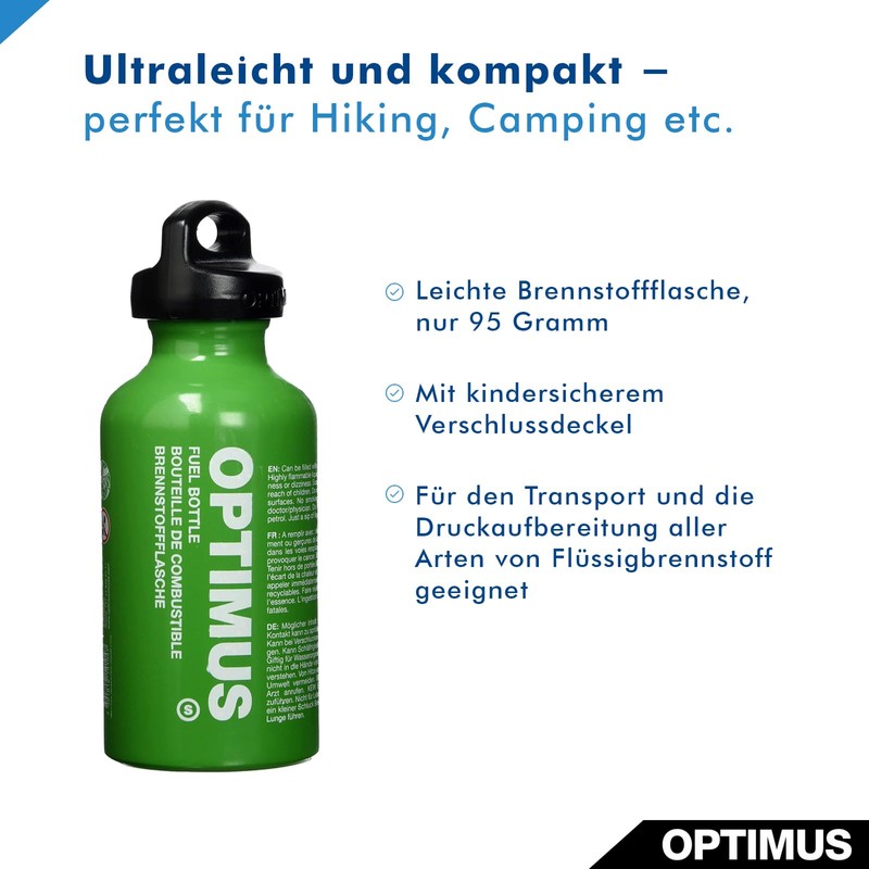 Optimus Fuel Bottle with child-safe screw cap
