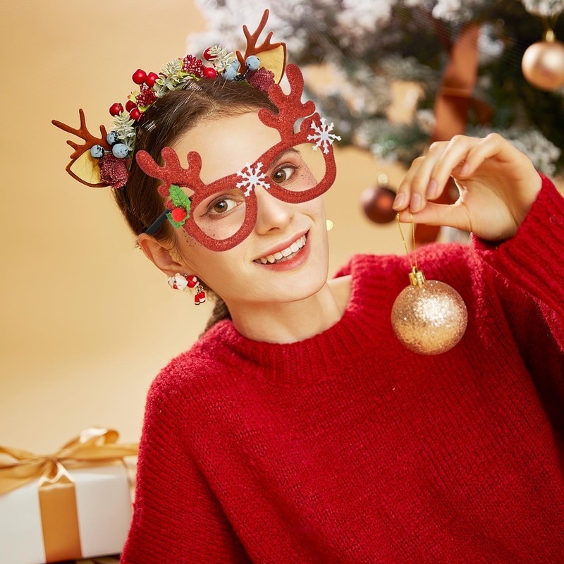 6 Pcs Christmas Glasses Novelty, Xmas Glassesc Adults, Christmas Novelty