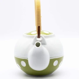 Gyokuyu 03977 Yoshida Ware Vice Thousand Kilns Round Earthen Bottle, Polka Dot, Green