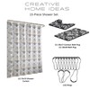 Creative Home Ideas 15-Piece Bathroom Shower Curtain Set, 72"x72", Cameron
