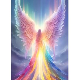 Rainbow Angel Diamond Painting Set, 5D DIY Diamond Painting Kit with Full Round Drill, Diamond Painting Adults, Angel Painting by Number Diamond Painting Glitter, Crafts for Home - 30 x 40 cm