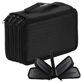 72 Slots Pencil Case Large Capacity 4 Compartments Pencil Case Large Coloured Pencil Holder Large Pencil Bag with Zip for Art School Office Travel, black, Fashion