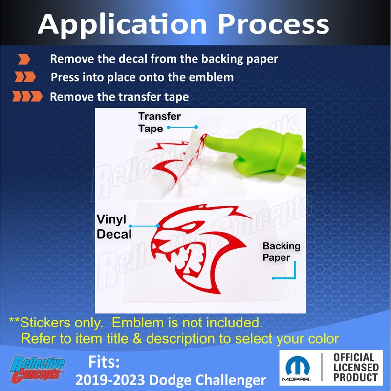 Reflective Concepts Hellcat Emblem Overlay Decal Stickers - 2019-2023 Challenger