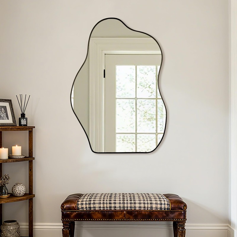 BOMINICA Irregular Wall Mirror - Asymmetrical Mirror for Bathroom, Living