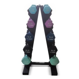 HolaHatha 2, 3, 5, 8, and 10 Pound Neoprene Dumbbell Free Hand Weight Set with Rack, Ideal for Home Exercises to Gain Tone and Definition, Pastel