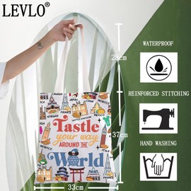 LEVLO Magic Kingdom Food & Wine Festival Tote Bag Snack Lover Gift Taste Your Way Around The World Snack Shoulder Bag, Taste Your Way Tote, Medium