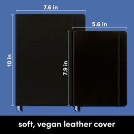 PAPERAGE Softcover Lined Journal Notebook (Black), 176 Pages, College Ruled Notebook, Large 7.6 inches x 10 inches - 100 GSM Thick Premium Paper