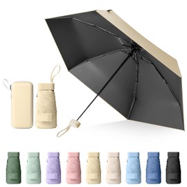 Sykrawki Mini Umbrella, Travel Umbrella, Small UV Umbrella, Windproof Umbrella with Capsule Cover, Portable Pocket Umbrella for Men and Women, Corn Yellow
