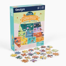 Geotoys Rockies & Great Plains Region Jigsaw Puzzle - 250 Piece Puzzle for Kids - Jigsaw Puzzles for Kids Ages 8-12 Years Old - Geography Puzzles with Colorful Landmarks, United States Flag and More
