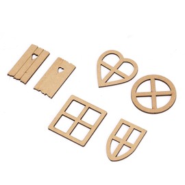 Ruimou 30 Pieces Wooden Mini Window and Door Decoration Crafts for DIY Scrapbooking Dollhouse Creative Crafts Colouring Doodles