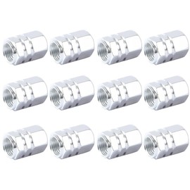 12 Pcs Tyre Valve Caps, Aluminum alloy Dust Covers with Seal Ring for Car, Bike, Motorcycles, Silver