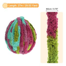 uxcell Chunky Yarn, 1Pcs 27m x 2cm - Polyester Blanket Yarn, Hand-Knitted DIY Thick Chenille Yarn for Crocheting Blankets Bags Scarf Hats (Mixed Purple)