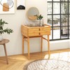 CHARMAID Makeup Vanity Table with Stool, Bamboo Vanity Desk with