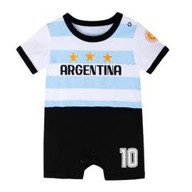 BDONDON Toddler Argentinian Football Jerseys for Girls Argentina Soccer Baby Outfit Romper for Infants (BD-ATR,12-18M)