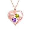 Amethyst and Peridot Necklace 18k Rose Gold Mother Daughter Heart