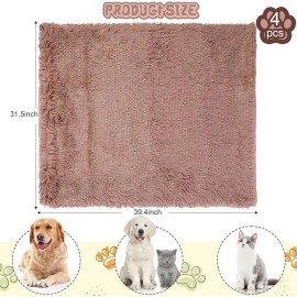 vital cozy 4 Pcs Calming Pet Throw Blanket Shaggy Plush Dog Blanket Pet Sleeping Bed khaki