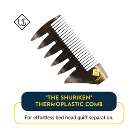 Ubersuave | Luxury Shuriken Plastic Comb | Designed For Men's Hair Styling | Wet & Dry Hair | Destroys Tangles | Ideal For Hair, Beard & Mustache | Strong Break-Resistant
