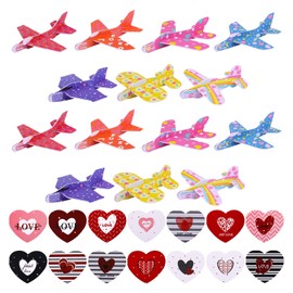 TOYMIS 28pcs Valentine Day Cards with Foam Airplanes, Valentines Foam Airplane Toys Set Valentine's Day School Prize Classroom Party Favors for Kids