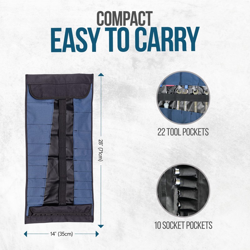 32 Pocket Tool Roll Organizer - Wrench Organizer & Tool