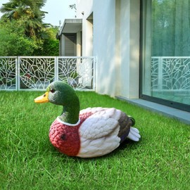 Juliahestia - Estatua de jardín de pato de Mallard: decoraciones para el hogar, estatua de patito pequeño, adornos de césped, escultura, cifras de animales de resina para decoración exterior de patio trasero (decoración de pato de Mallard)
