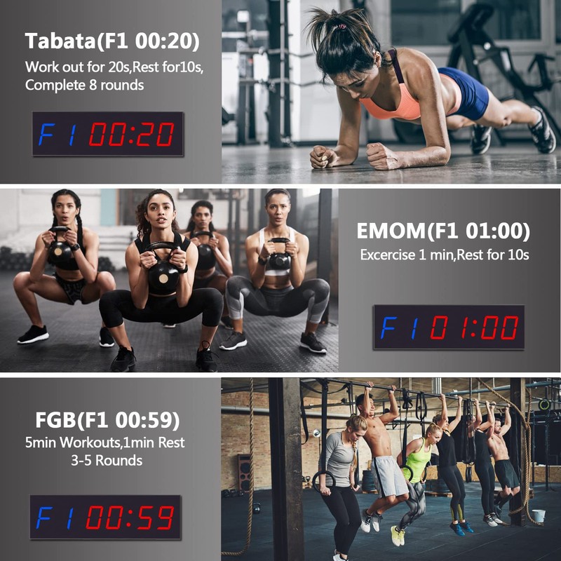 KTZON Gym Clock Timer for Home with Remote, 1.5" 1.8"