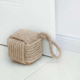 Marwood Topes de Puerta con Nudo de Cuerda Decorativos Náuticos Tope de Puerta Hecho a Mano con Asa, Tope de Puerta Interior con Peso de Yute Nudo de 