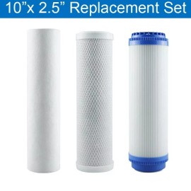 Filter 10” 3 Water Filter Set for RO Drinking Water & Whole House System “PP, GAC, CTO”