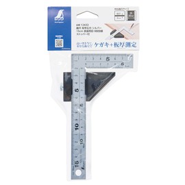 Shinwa Sokutei 12433 Thick Wide Width Silver 5.9 inches (15 cm), 8 Level Scale with Stopper