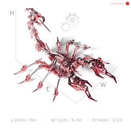 SEBUNAS Mechanical Scorpion King Red 3D Metal Puzzle 3D Metal Model Kits DIY Mechanical Fine Assembly Model Toy Suitable for Adults and Teenagers, Enhance Hands-on Ability, Creative Decorations