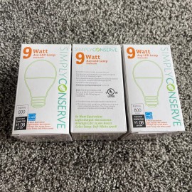 Simply Conserve 3 Simply Conserve 9W Light Bulbs Dimmable  A19 LED Soft White 60 Watt Equivalent