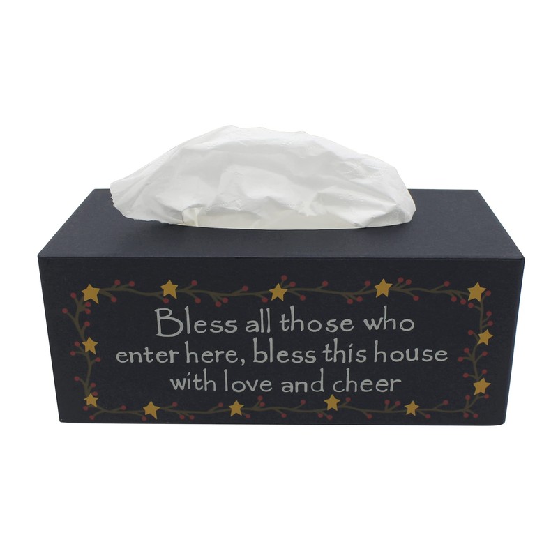 CVHOMEDECO. Primitives Rectangular Tissue Box Cover Rustic Bless Cardboard Tissue