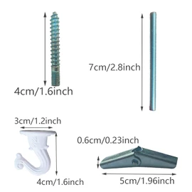 2 Pack White Swag Ceiling Hooks and Hardware Set for Hanging Plants, Heavy Duty Swag Hooks with Steel Screws/Bolts and Toggle Wings for Ceiling Installation Wall Fixing