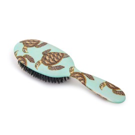 Rock & Ruddle Natural Pure Boar Bristle Hair Brush for Women and Kids (Large, 21cm) - Perfect for Wet or Dry Hair, Detangling Smoothing Blowdrying - Made in UK - Turtles