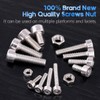 Glarks 510Pcs M3 M4 M5 304 Stainless Steel Hex Socket