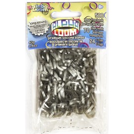 Rainbow Loom® Alpha Bands For ALPHA LOOM: Silver Rubber Bands with 24 C-Clips