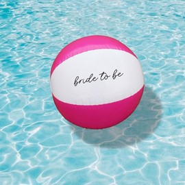 eBuyGB Bride To Be Beach Balls, 9” Inflatable Beach Ball, Bridal Party Favours, Pink & White Beach Ball, Hen Party Abroad, Bachelorette Party