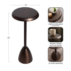 Kate and Laurel Morizet Modern Round Drink Table, 10 x 10 x 22, Bronze, Transitional Metal Martini Table with Pedestal Design for Use as Small Indoor Plant Stand or Living Room Accent